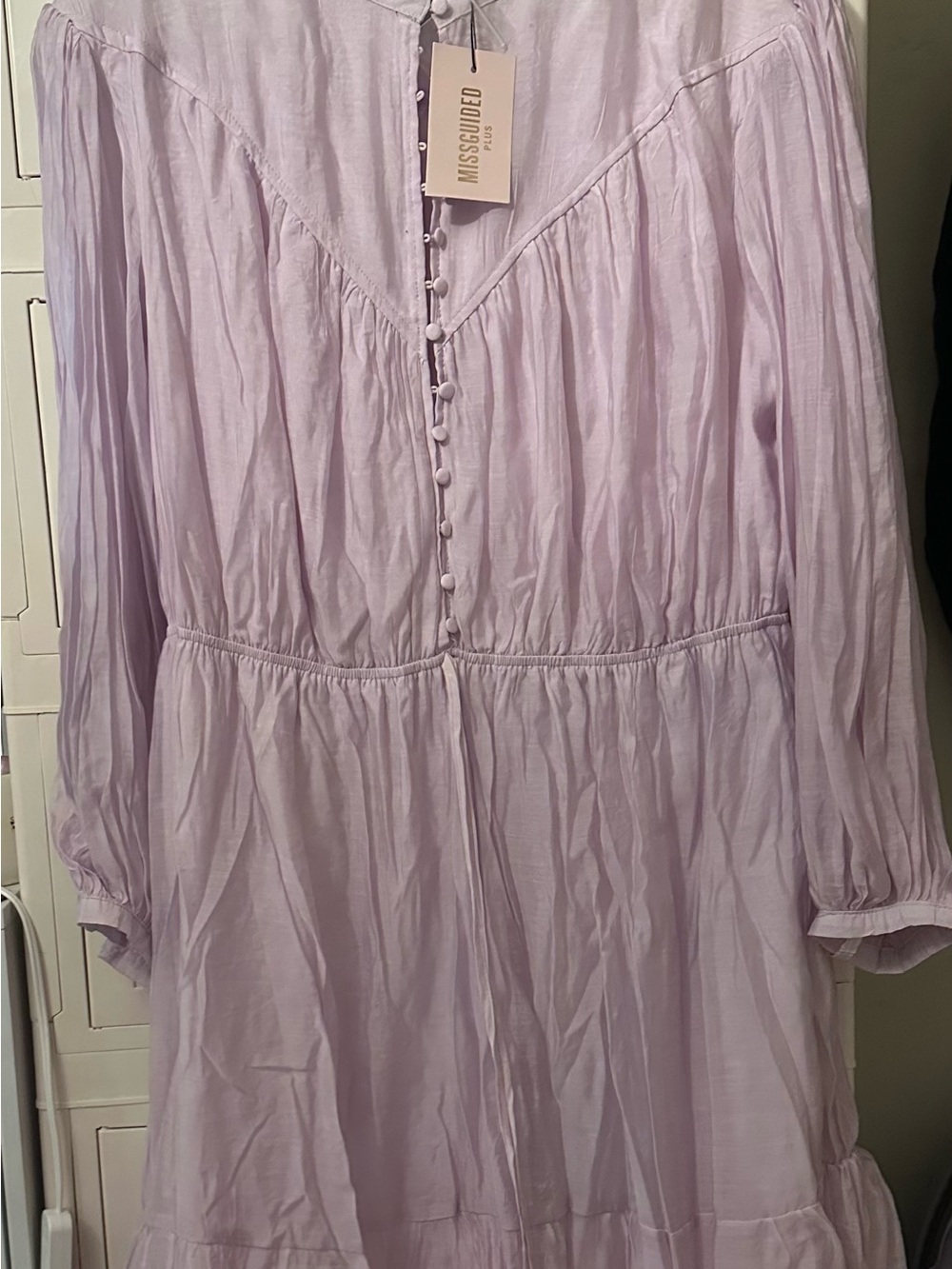 Missguided Plus Lilac Button-Front Sheer Dress